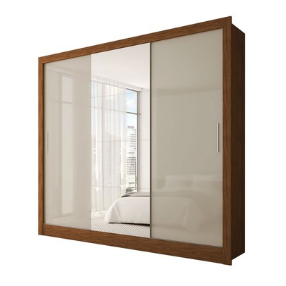 Guarda-Roupa Casal Porto Plus 3 Portas Cinamomo/Off White - Carioca Móveis