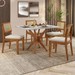 Mesa de Jantar 4 Lugares Donna com Vidro 100% Madeira Maciça Natural/Off White - Nesher