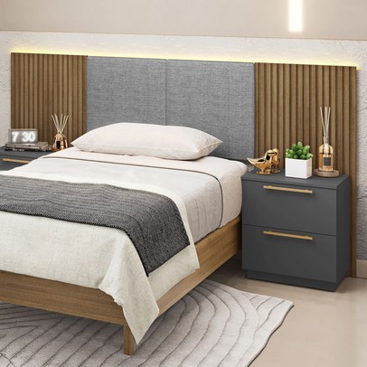 Mesa de Cabeceira Denver 2 Gavetas Alasca - Pnr Móveis