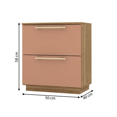 Mesa de Cabeceira Denver 2 Gavetas Nature/Camarim - Pnr Móveis