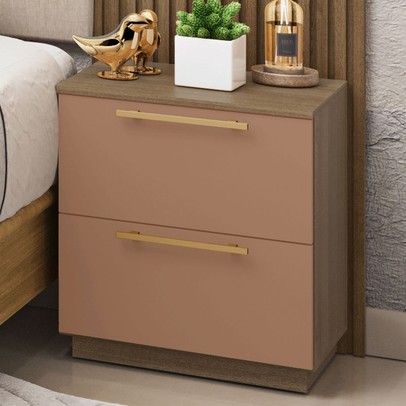 Mesa de Cabeceira Denver 2 Gavetas Nature/Camarim - Pnr Móveis
