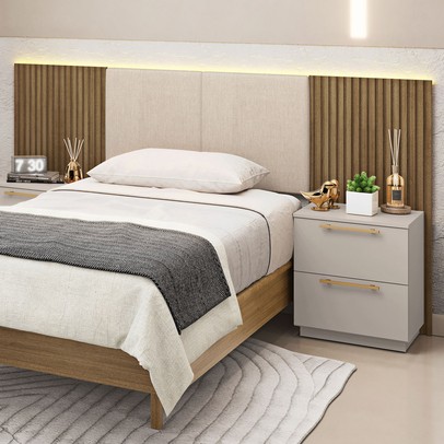 Mesa de Cabeceira Denver 2 Gavetas Fendi - Pnr Móveis