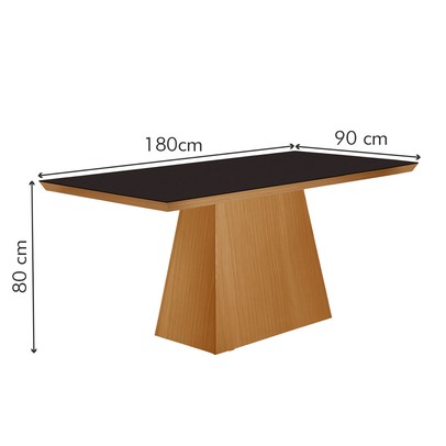 Mesa de Jantar 6 Lugares Prada com Vidro Cinamomo/Preto/Creme - Lj Móveis