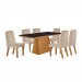Mesa de Jantar 6 Lugares Prada com Vidro Cinamomo/Preto/Creme - Lj Móveis