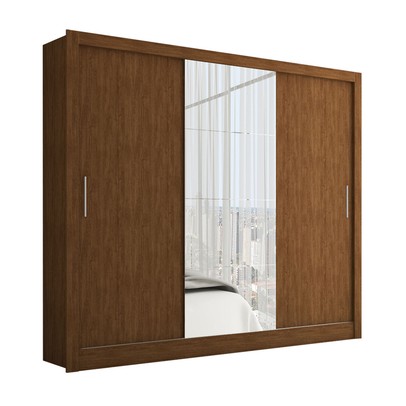Guarda-Roupa Casal Katherine 3 Portas 3 Gavetas com Espelho Cinamomo - Panorama Móveis