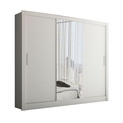 Guarda-Roupa Casal Katherine Slim 3 Portas com Espelho Branco - Panorama Móveis