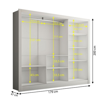 Guarda-Roupa Casal Katherine Slim 3 Portas com Espelho Branco - Panorama Móveis