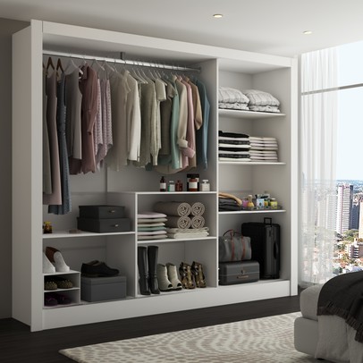 Guarda-Roupa Casal Katherine Slim 3 Portas com Espelho Branco - Panorama Móveis