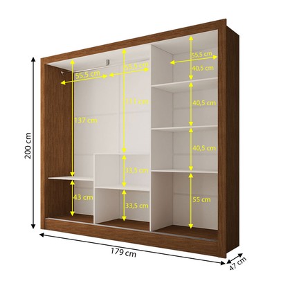 Guarda-Roupa Casal Katherine Slim 3 Portas com Espelho Cinamomo - Panorama Móveis