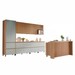 Cozinha Completa Rainha Gourmet 12 Portas 12 Gavetas com Ilha Ripado 100% Mdf Nature/Verde - Nesher