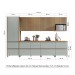 Cozinha Completa Rainha 10 Portas 8 Gavetas Ripado 100% Mdf Nature/Verde - Nesher