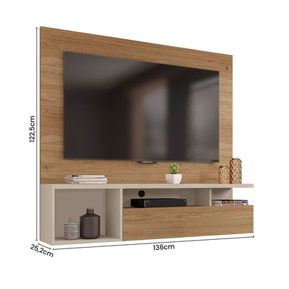 Painel para TV Até 55 Polegadas Brasil 1 Porta Buriti/Off White - Caemmun