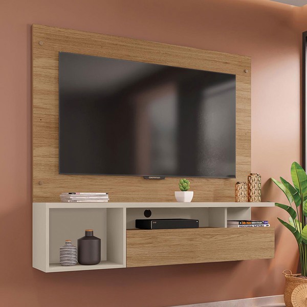 Painel para TV Até 55 Polegadas Brasil 1 Porta Buriti/Off White - Caemmun