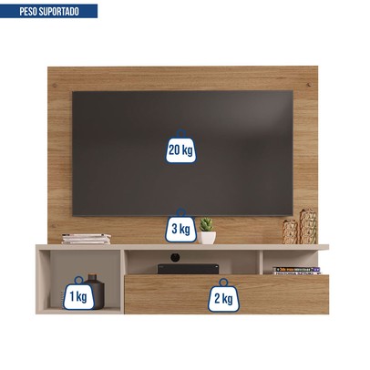 Painel para TV Até 55 Polegadas Brasil 1 Porta Buriti/Off White - Caemmun