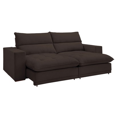 Sofá Retrátil e Reclinável Martinho 250cm Veludo Marrom  - Celflex