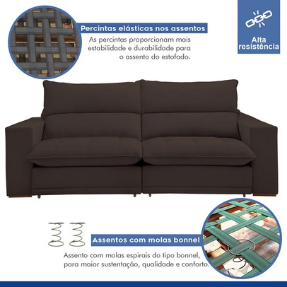 Sofá Retrátil e Reclinável Martinho 250cm Veludo Marrom  - Celflex