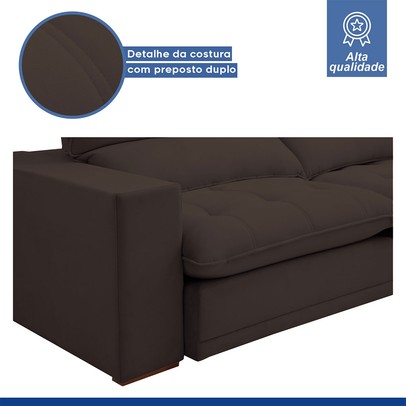 Sofá Retrátil e Reclinável Martinho 250cm Veludo Marrom  - Celflex