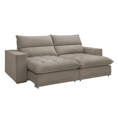 Sofá Retrátil e Reclinável Martinho 250cm Veludo Bege Claro  - Celflex