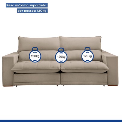 Sofá Retrátil e Reclinável Martinho 250cm Veludo Bege Claro  - Celflex
