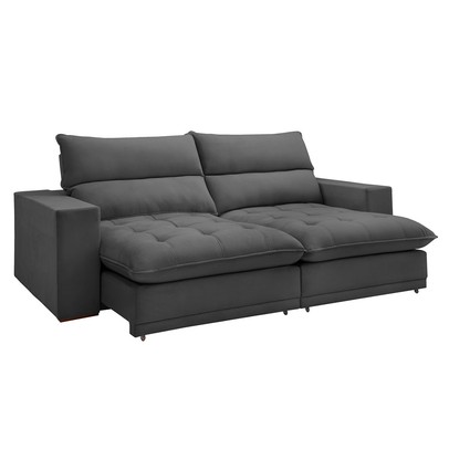 Sofá Retrátil e Reclinável Martinho 250cm Veludo Cinza  - Celflex