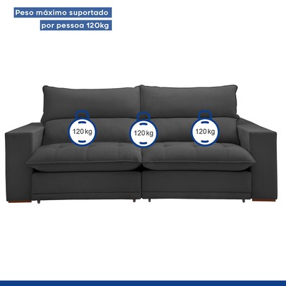 Sofá Retrátil e Reclinável Martinho 250cm Veludo Cinza  - Celflex