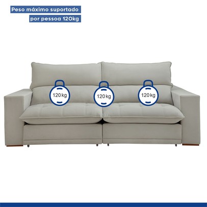 Sofá Retrátil e Reclinável Martinho 250cm Boucle Gelo - Celflex