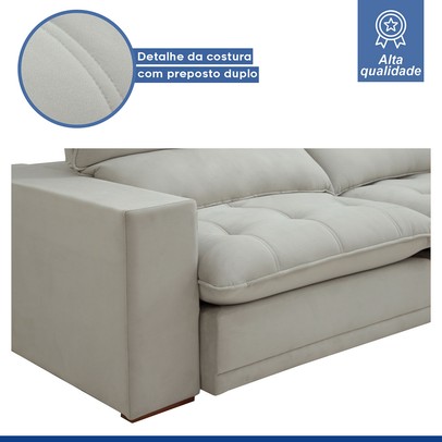 Sofá Retrátil e Reclinável Martinho 250cm Boucle Gelo - Celflex