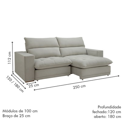 Sofá Retrátil e Reclinável Martinho 250cm Boucle Gelo - Celflex