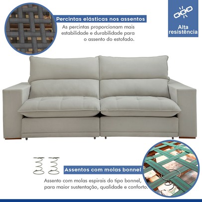 Sofá Retrátil e Reclinável Martinho 250cm Boucle Gelo - Celflex