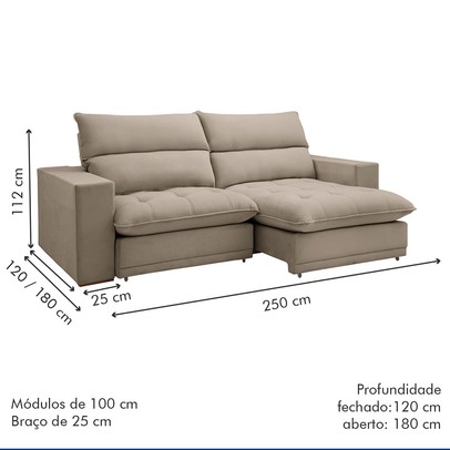 Sofá Retrátil e Reclinável Martinho 250cm Boucle Bege  - Celflex