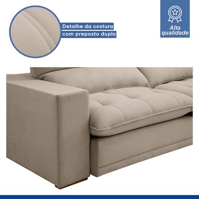 Sofá Retrátil e Reclinável Martinho 250cm Boucle Bege  - Celflex