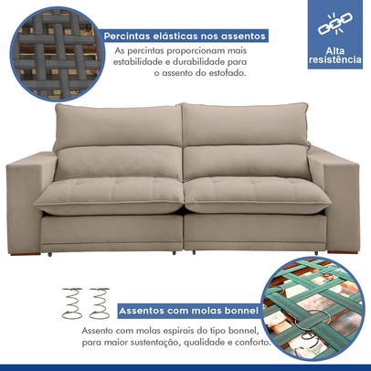 Sofá Retrátil e Reclinável Martinho 250cm Boucle Bege  - Celflex