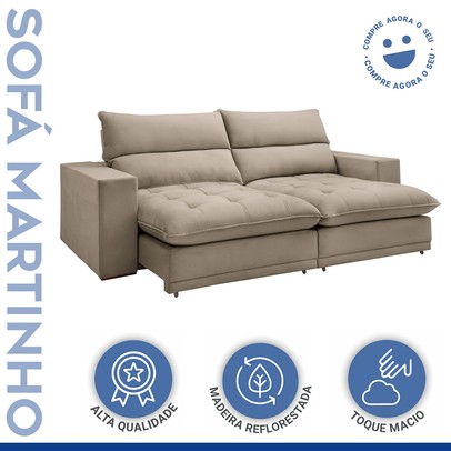 Sofá Retrátil e Reclinável Martinho 250cm Boucle Bege  - Celflex