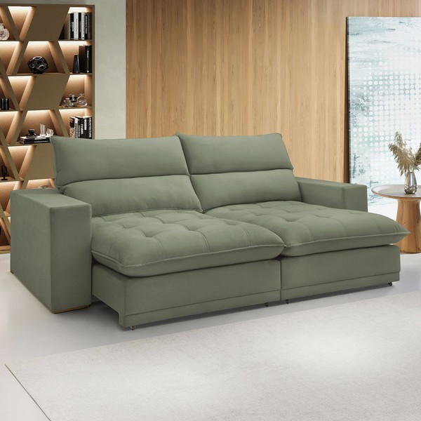Sofá Retrátil e Reclinável Martinho 250cm Boucle Verde - Celflex