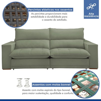 Sofá Retrátil e Reclinável Martinho 250cm Boucle Verde - Celflex