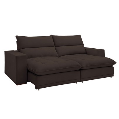 Sofá 4 Lugares Martinho Retrátil 20585 Veludo Marrom  - Celflex