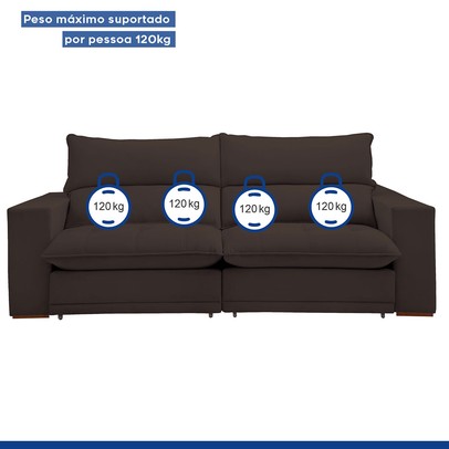 Sofá 4 Lugares Martinho Retrátil 20585 Veludo Marrom  - Celflex