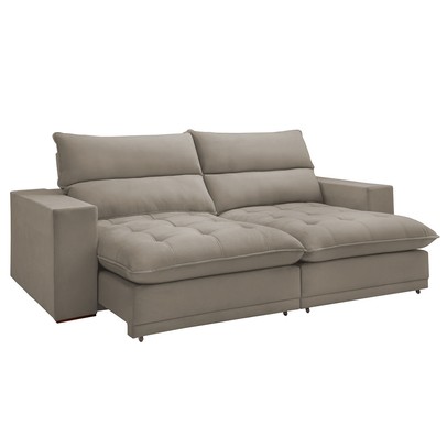 Sofá 4 Lugares Martinho Retrátil 20585 Veludo Bege Claro - Celflex