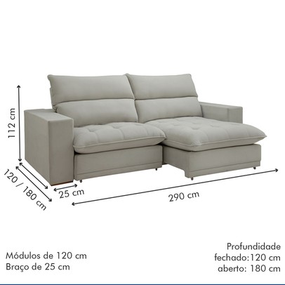 Sofá 4 Lugares Martinho Retrátil 20585 Boucle Gelo - Celflex