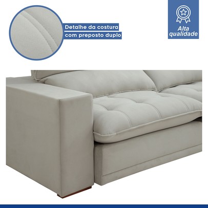 Sofá 4 Lugares Martinho Retrátil 20585 Boucle Gelo - Celflex