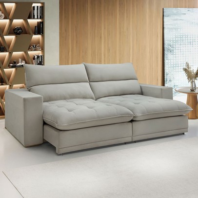 Sofá 4 Lugares Martinho Retrátil 20585 Boucle Gelo - Celflex