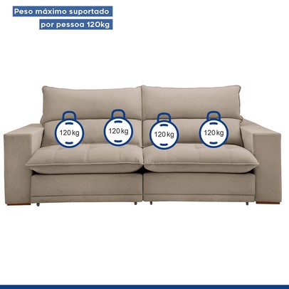 Sofá 4 Lugares Martinho Retrátil 20585 Boucle Bege - Celflex