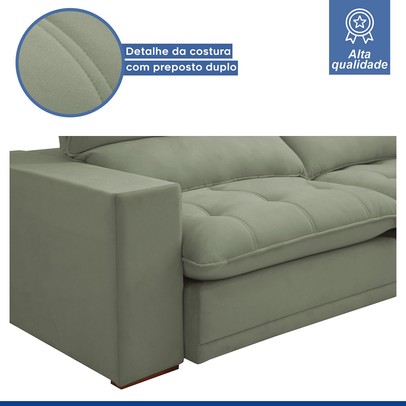 Sofá 4 Lugares Martinho Retrátil 20585 Boucle Verde - Celflex
