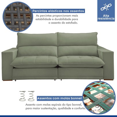 Sofá 4 Lugares Martinho Retrátil 20585 Boucle Verde - Celflex