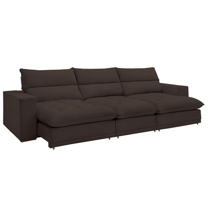 Sofá 4 Lugares Martinho Retrátil 20586 Veludo Marrom  - Celflex