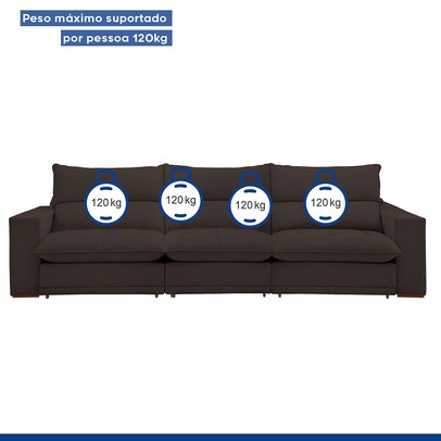 Sofá 4 Lugares Martinho Retrátil 20586 Veludo Marrom  - Celflex