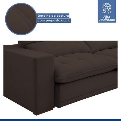 Sofá 4 Lugares Martinho Retrátil 20586 Veludo Marrom  - Celflex