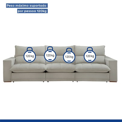 Sofá 4 Lugares Martinho Retrátil Boucle Gelo - Celflex