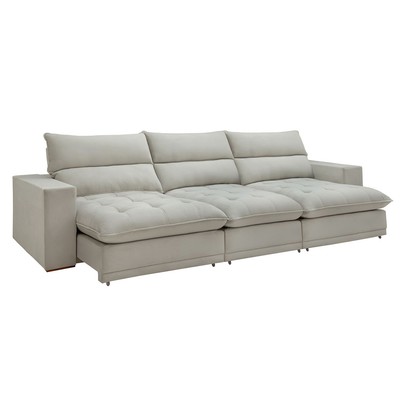Sofá 4 Lugares Martinho Retrátil Boucle Gelo - Celflex