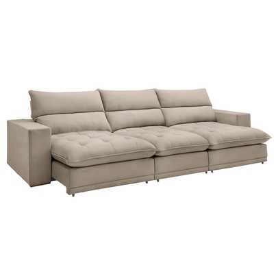 Sofá 4 Lugares Martinho Retrátil Boucle Bege  - Celflex